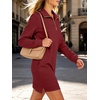 image:imageANRABESS Womens Long Sleeve Half Zip Mini DressWine Red