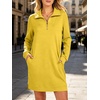 image:imageANRABESS Womens Long Sleeve Half Zip Mini DressYellow