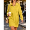 image:imageANRABESS Womens Long Sleeve Half Zip Mini DressYellow