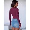 image:imageANRABESS Womens Long Sleeve V Neck Henley Bodysuits TopsWine Red
