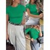 image:imageANRABESS Womens Ribbed Short Sleeve Tops Basic Tee ShirtsGreen