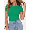 image:imageANRABESS Womens Ribbed Short Sleeve Tops Basic Tee ShirtsGreen