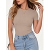 image:imageANRABESS Womens Ribbed Short Sleeve Tops Basic Tee ShirtsKhaki