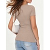 image:imageANRABESS Womens Ribbed Short Sleeve Tops Basic Tee ShirtsKhaki