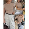 image:imageANRABESS Womens Ribbed Short Sleeve Tops Basic Tee ShirtsKhaki