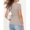 image:imageANRABESS Womens Ribbed Short Sleeve Tops Basic Tee ShirtsLight Khaki