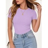 image:imageANRABESS Womens Ribbed Short Sleeve Tops Basic Tee ShirtsLight Purple