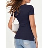 image:imageANRABESS Womens Ribbed Short Sleeve Tops Basic Tee ShirtsNavy Blue