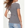image:imageANRABESS Womens Ribbed Short Sleeve Tops Basic Tee ShirtsNavy White Striped