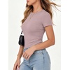 image:imageANRABESS Womens Ribbed Short Sleeve Tops Basic Tee ShirtsNutmeg