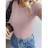 image:imageANRABESS Womens Ribbed Short Sleeve Tops Basic Tee ShirtsNutmeg