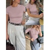 image:imageANRABESS Womens Ribbed Short Sleeve Tops Basic Tee ShirtsNutmeg