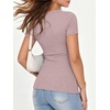 image:imageANRABESS Womens Ribbed Short Sleeve Tops Basic Tee ShirtsNutmeg