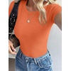 image:imageANRABESS Womens Ribbed Short Sleeve Tops Basic Tee ShirtsOrange