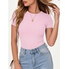 image:imageANRABESS Womens Ribbed Short Sleeve Tops Basic Tee ShirtsPink