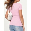 image:imageANRABESS Womens Ribbed Short Sleeve Tops Basic Tee ShirtsPink