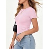 image:imageANRABESS Womens Ribbed Short Sleeve Tops Basic Tee ShirtsPink