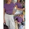 image:imageANRABESS Womens Ribbed Short Sleeve Tops Basic Tee ShirtsPurple