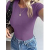 image:imageANRABESS Womens Ribbed Short Sleeve Tops Basic Tee ShirtsPurple