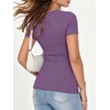 image:imageANRABESS Womens Ribbed Short Sleeve Tops Basic Tee ShirtsPurple
