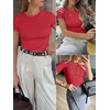 image:imageANRABESS Womens Ribbed Short Sleeve Tops Basic Tee ShirtsRed
