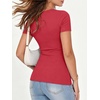 image:imageANRABESS Womens Ribbed Short Sleeve Tops Basic Tee ShirtsRed