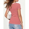 image:imageANRABESS Womens Ribbed Short Sleeve Tops Basic Tee ShirtsRed White Striped