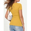 image:imageANRABESS Womens Ribbed Short Sleeve Tops Basic Tee ShirtsYellow