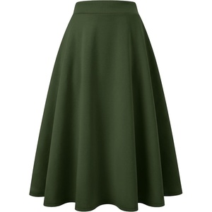 image:imageANRABESS Womens ALine Elastic High Waist Midi SkirtsArmy Green
