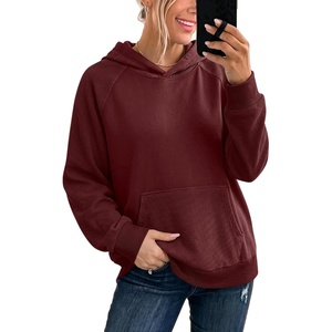 image:imageANRABESS Womens Waffle Knit Oversized Hoodie SweatshirtsWine Red