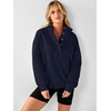 image:imageANRABESS Hoodies for Women Henley Collar Oversized SweatshirtDark Blue