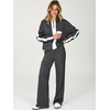 image:imageANRABESS Womens 2 Piece Lounge Set Color Block Tracksuit SweatsuitDark Grey White
