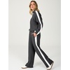 image:imageANRABESS Womens 2 Piece Lounge Set Color Block Tracksuit SweatsuitDark Grey White