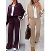 image:imageANRABESS Womens 2 Piece Lounge Set Color Block Tracksuit SweatsuitKhaki White