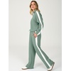 image:imageANRABESS Womens 2 Piece Lounge Set Color Block Tracksuit SweatsuitSage Green White