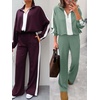 image:imageANRABESS Womens 2 Piece Lounge Set Color Block Tracksuit SweatsuitSage Green White