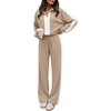 image:imageANRABESS Womens 2 Piece Lounge Set Color Block Tracksuit SweatsuitKhaki White