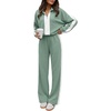 image:imageANRABESS Womens 2 Piece Lounge Set Color Block Tracksuit SweatsuitSage Green White