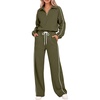 image:imageANRABESS Womens 2 Piece Sets Fall Winter Quarter Zip Fleece SweatsuitsArmy Green