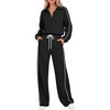 image:imageANRABESS Womens 2 Piece Sets Fall Winter Quarter Zip Fleece SweatsuitsBlack