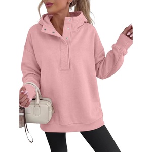 image:imageANRABESS Hoodies for Women Henley Collar Oversized SweatshirtLight Pink