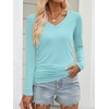 image:imageANRABESS Long Sleeve Shirts for Women V Neck Ruched Side Fall TopsAuqa