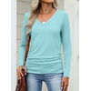 image:imageANRABESS Long Sleeve Shirts for Women V Neck Ruched Side Fall TopsAuqa