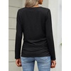 image:imageANRABESS Long Sleeve Shirts for Women V Neck Ruched Side Fall TopsBlack