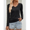 image:imageANRABESS Long Sleeve Shirts for Women V Neck Ruched Side Fall TopsBlack