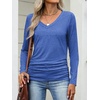 image:imageANRABESS Long Sleeve Shirts for Women V Neck Ruched Side Fall TopsBlue