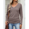 image:imageANRABESS Long Sleeve Shirts for Women V Neck Ruched Side Fall TopsBrown