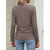 image:imageANRABESS Long Sleeve Shirts for Women V Neck Ruched Side Fall TopsBrown