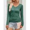 image:imageANRABESS Long Sleeve Shirts for Women V Neck Ruched Side Fall TopsForest Green