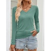 image:imageANRABESS Long Sleeve Shirts for Women V Neck Ruched Side Fall TopsLight Green